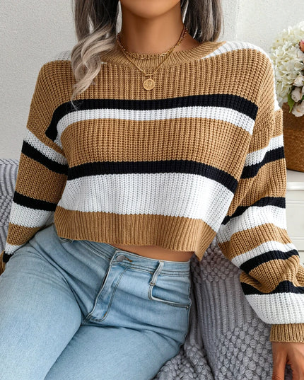 Striped Long Sleeve Crop Top