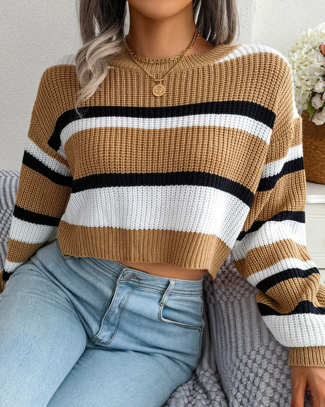 Striped Long Sleeve Crop Top