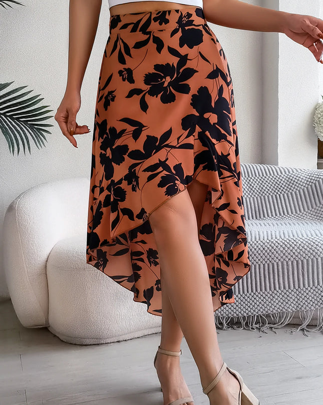 Asymmetric Ruffle Edge Skirt