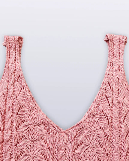 V Neck Hollow Out Sleeveless Knit Vest