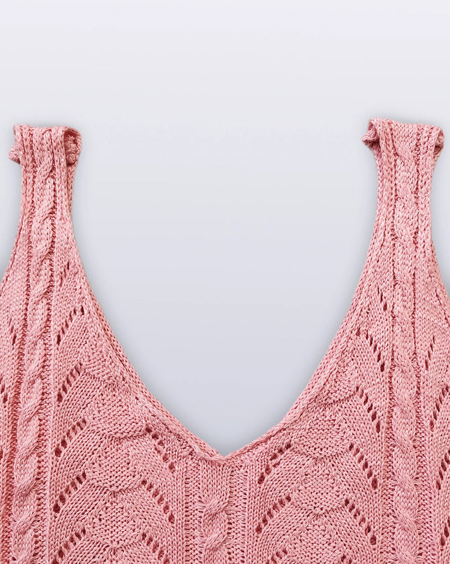 V Neck Hollow Out Sleeveless Knit Vest