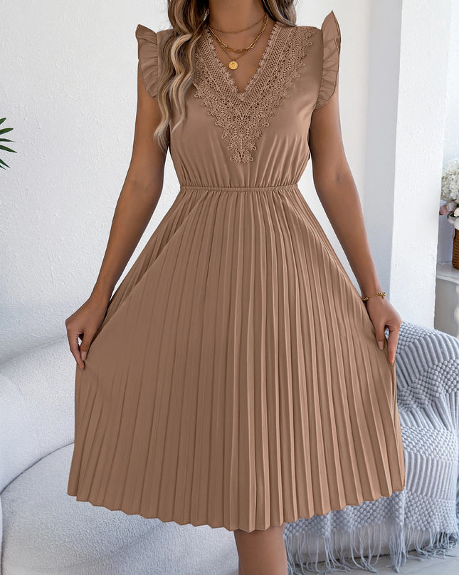 Lace Patchwork V-Neck Maxi Dress