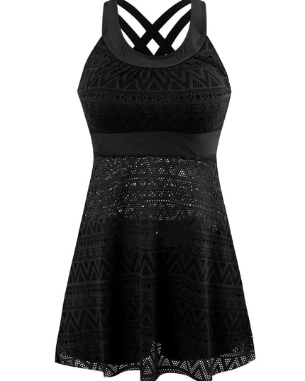 Lace Mesh Mid-Waist Tankini