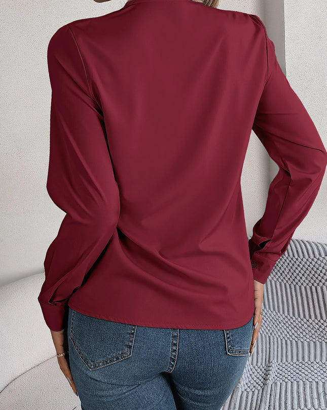 Triple V-Neck Chiffon Blouse