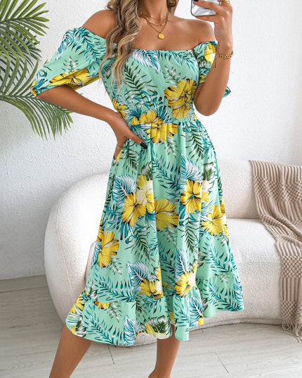Floral Print Ruffled A-Line Dress