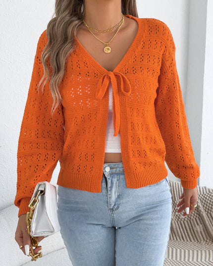 Lace Up Hollow Out Cardigan
