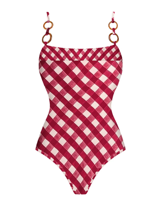 Plaid 2026 Sexy Women One Piece Swimsuit Swimwear Female Bandeau Biquini Monokini Swimming Suit Bathing Suit Beachwear