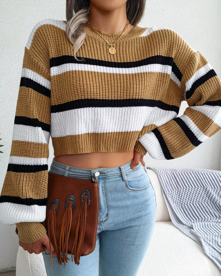 Striped Long Sleeve Crop Top