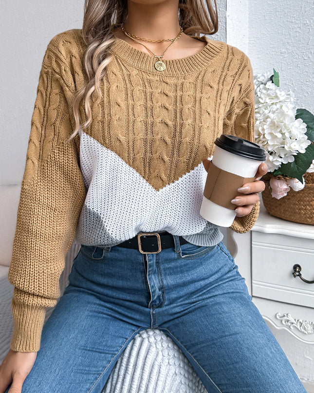 Casual Color-Block Knit Pullover