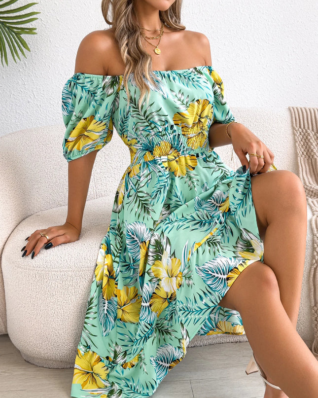 Floral Print Ruffled A-Line Dress