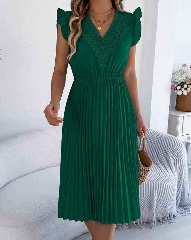 Lace Patchwork V-Neck Maxi Dress