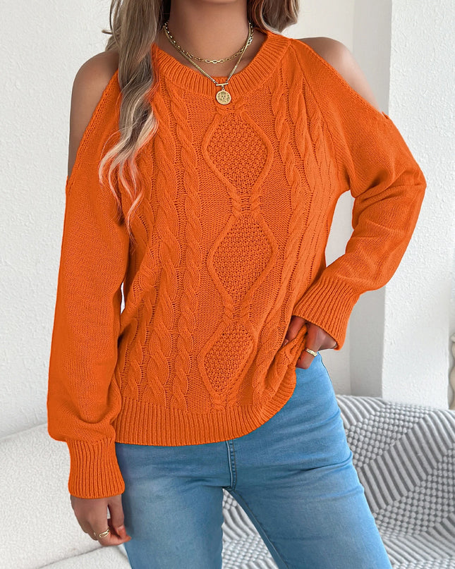 Off-Shoulder Twist Knit Sweater