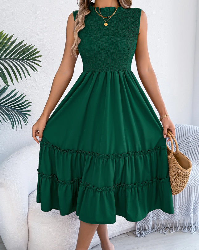 Ear Edge Sleeveless Lotus Leaf Dress