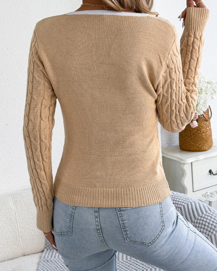 Square Neck Twist Knit Top