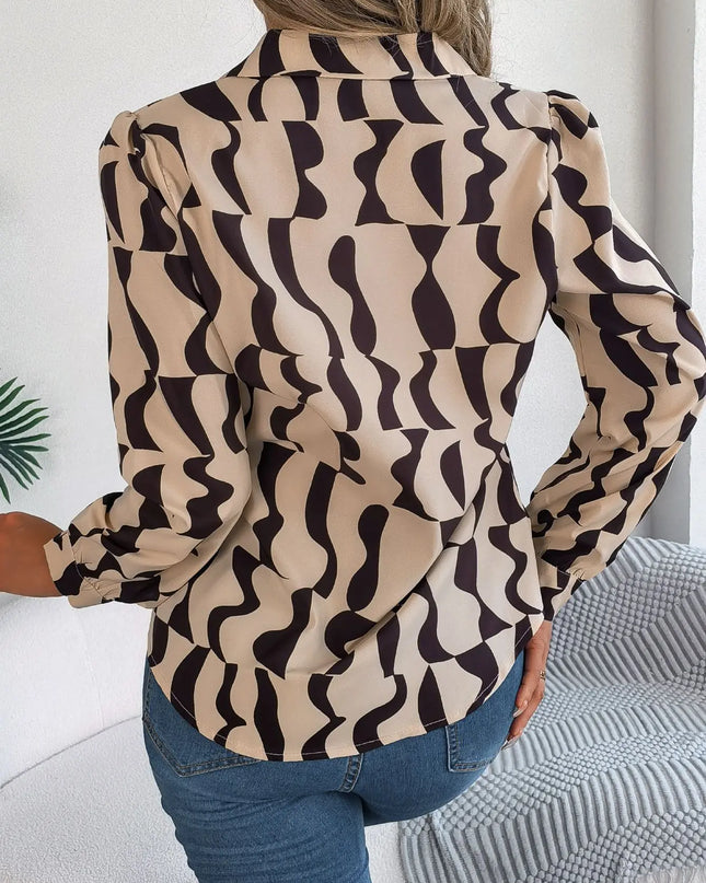 Stripe Collar Long Sleeve Shirt