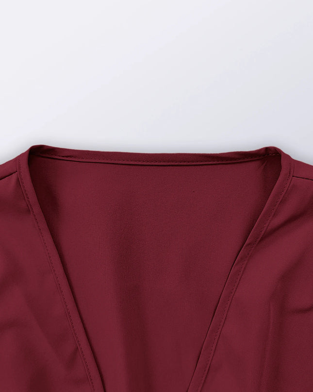 High Split V-Neck Long Sleeve Dress