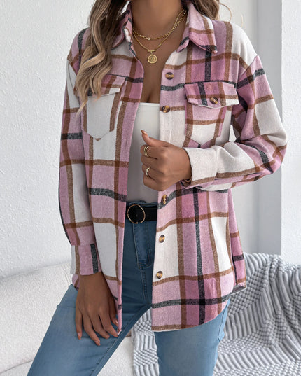 Plaid Single Breasted Woolen Jacket