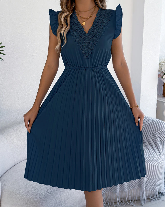 Lace Patchwork V-Neck Maxi Dress