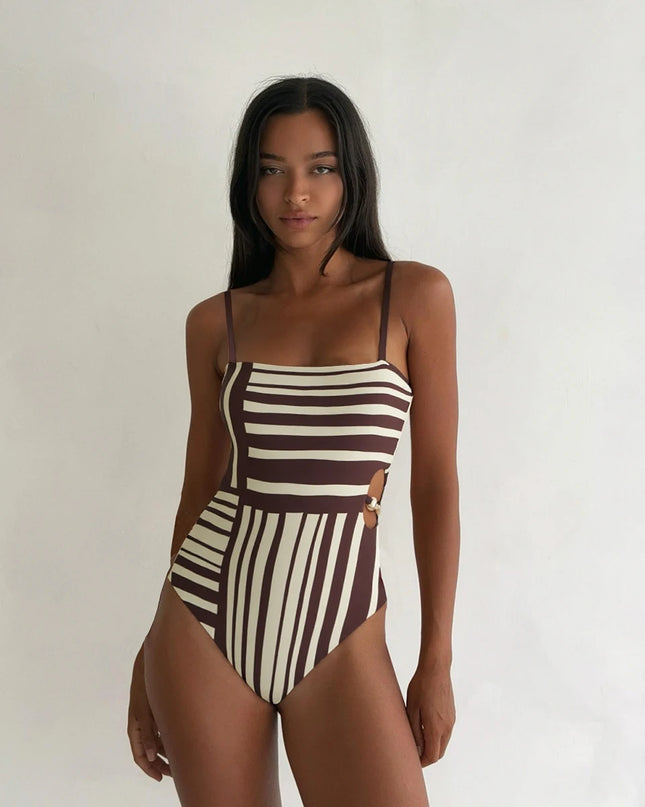Striped 2026 Sexy Women One Piece Swimsuit Female Patchwork Swimwear Biquini Monokini Swimming Suit Bathing Suit Beachwear