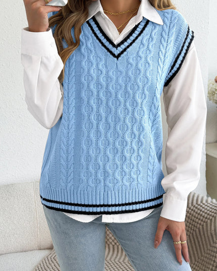 Color Block Striped Sweater Vest