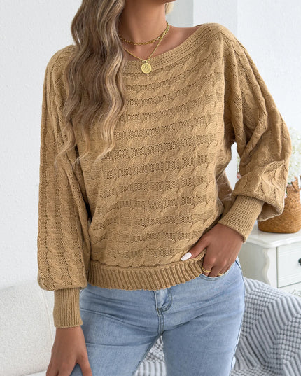 Round Neck Lantern Sleeve Sweater