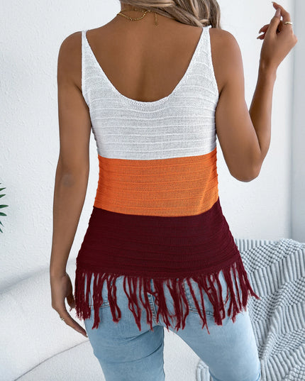 Color Block Tassel Vest
