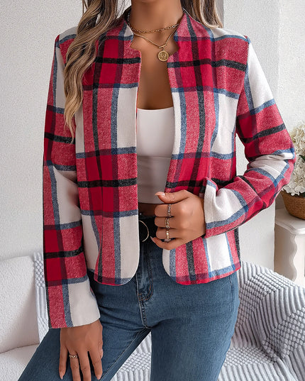 Autumn Winter Contrast Plaid Jacket