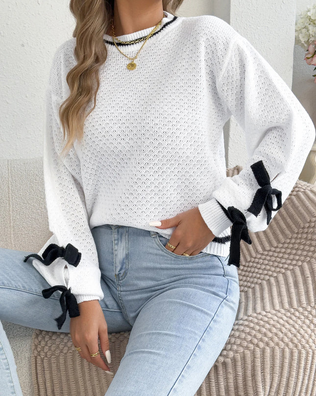 Bow Detail Striped Sweater