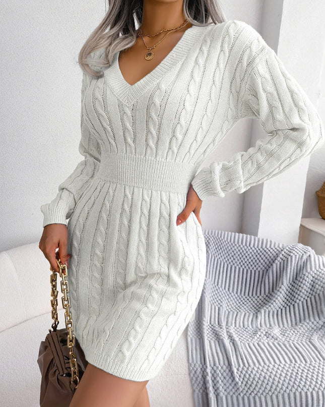 Slim Waist Knit Sweater Dress