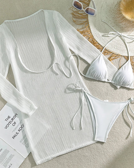 Knitted Three-Piece Bikini Set