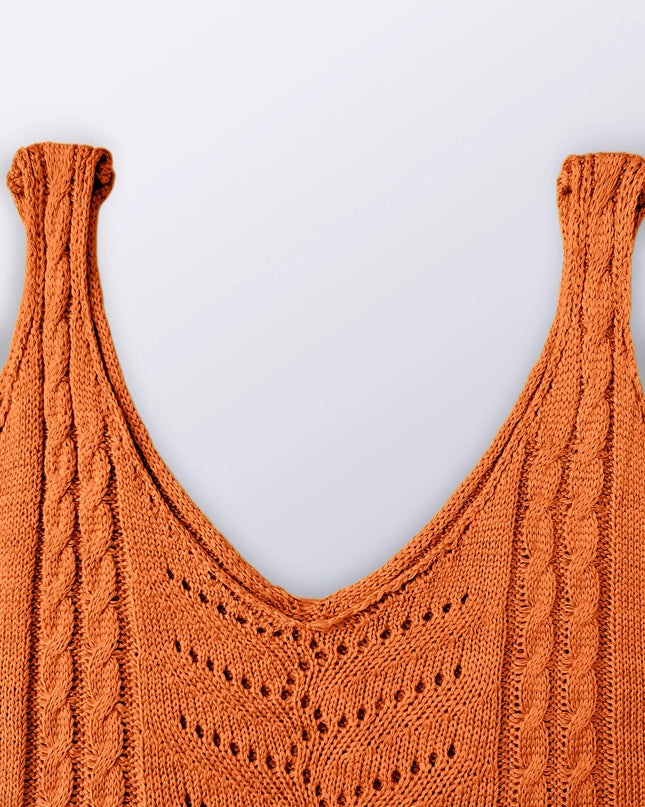 V-Neck Hollow-Out Knit Vest