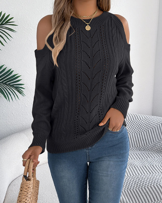 Off-Shoulder Twist Knit Sweater