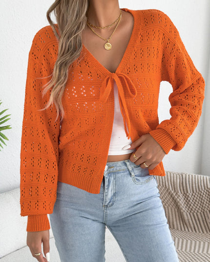 Lace Up Hollow Out Cardigan