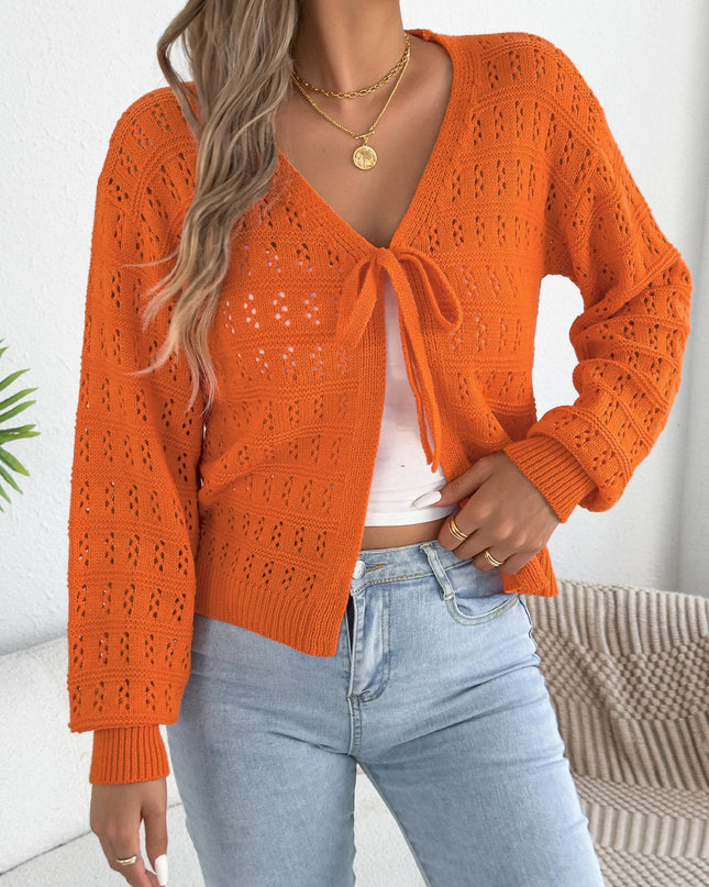 Lace Up Hollow Out Cardigan