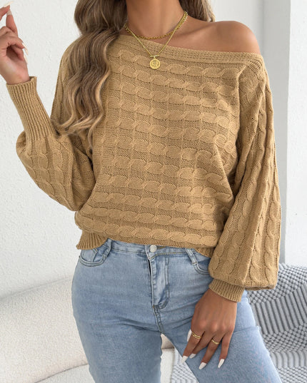 Round Neck Lantern Sleeve Sweater