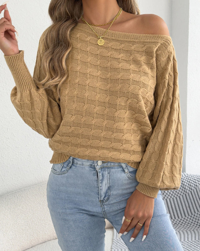 Round Neck Lantern Sleeve Sweater