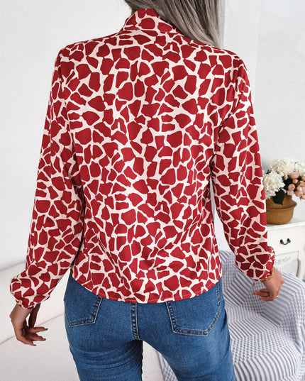 Bow Long Sleeve Chiffon Blouse