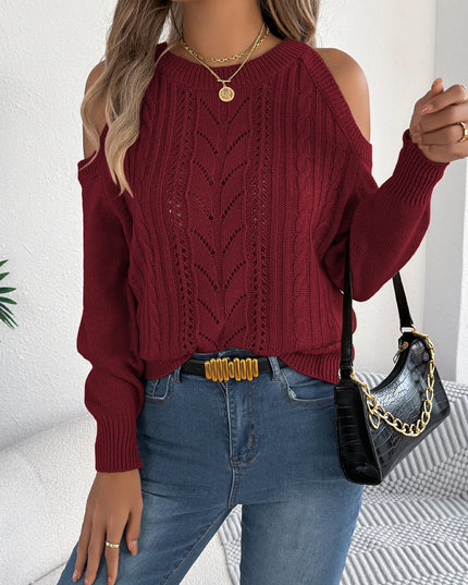 Off-Shoulder Twist Knit Sweater
