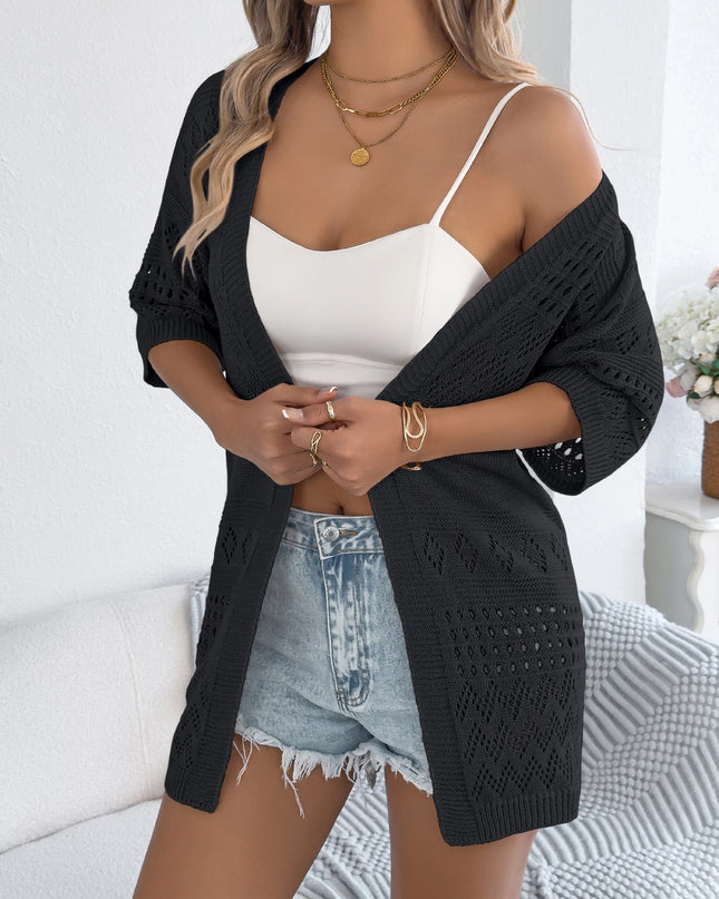 Lightweight Hollow Knit Cardigan