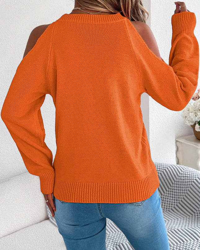 Off-Shoulder Twist Knit Sweater