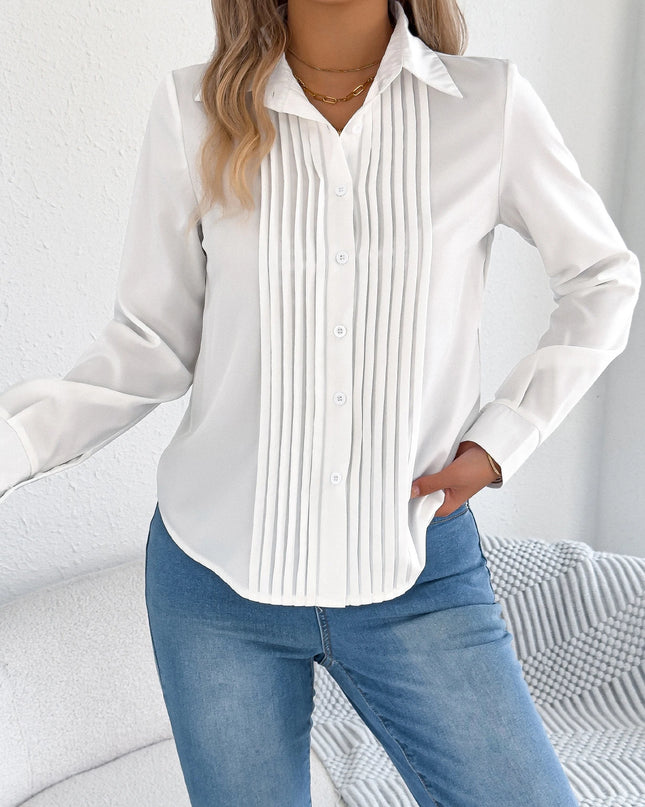 Solid Color Chiffon Lapel Blouse