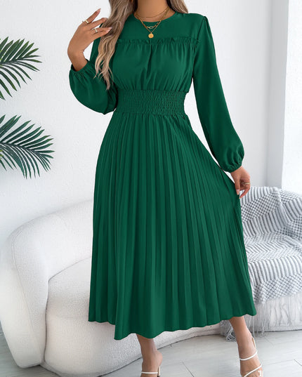 High Waist Long Sleeve Maxi Dress