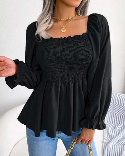 Ruffled Peplum Chiffon Blouse