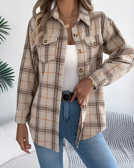 Plaid Single Breasted Woolen Jacket