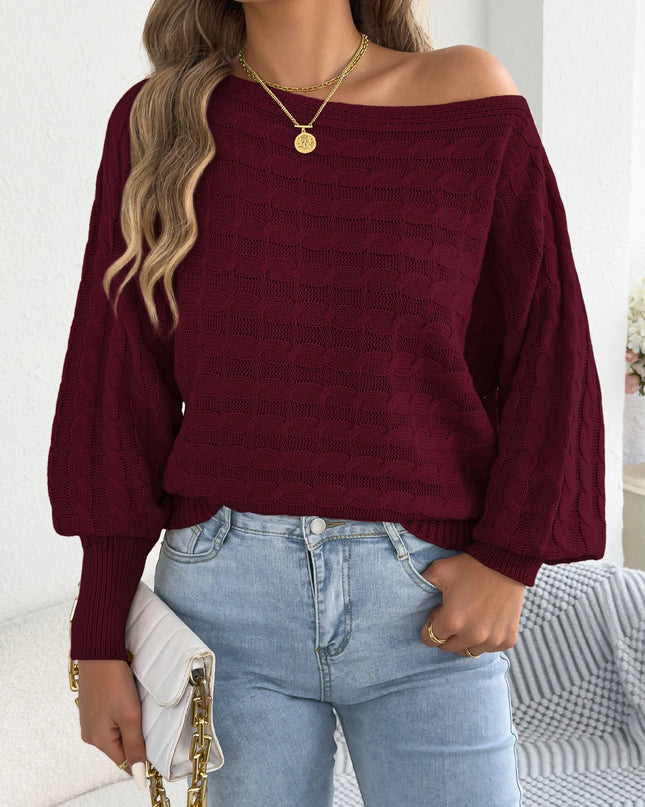 Round Neck Lantern Sleeve Sweater