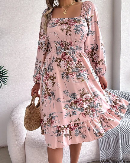 Floral Print Ruffled Dress