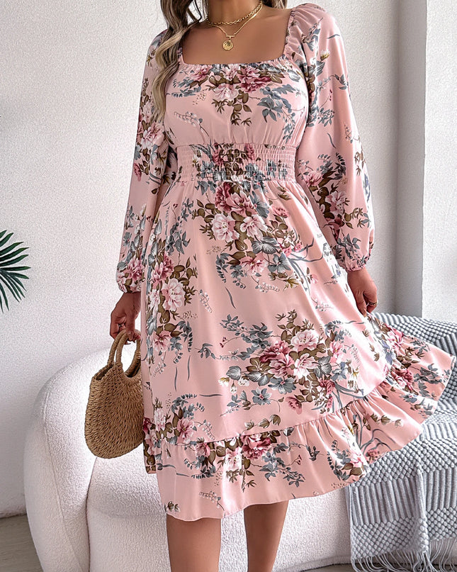 Floral Print Ruffled Dress
