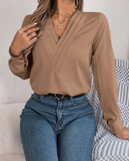 Triple V-Neck Chiffon Blouse