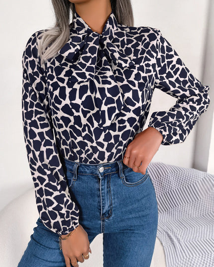 Bow Long Sleeve Chiffon Blouse