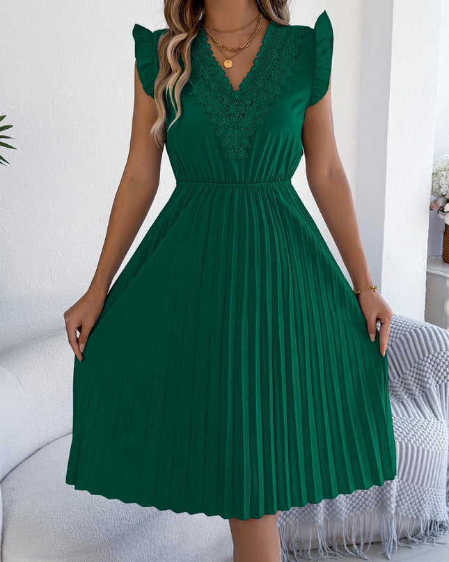 Lace Patchwork V-Neck Maxi Dress